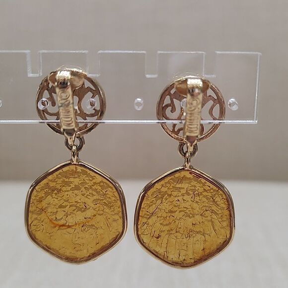 Sarah Coventry "Taste of Honey" Clip On Dangle Earrings Vintage 1974 - Picture 2 of 8